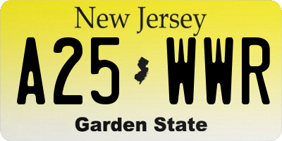 NJ license plate A25WWR