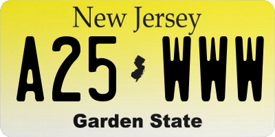 NJ license plate A25WWW