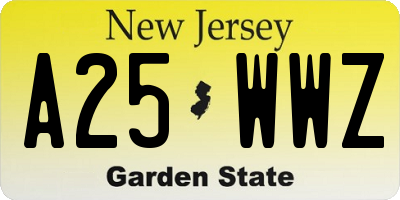 NJ license plate A25WWZ