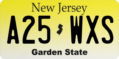 NJ license plate A25WXS