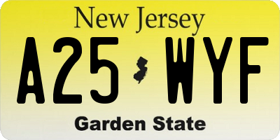NJ license plate A25WYF