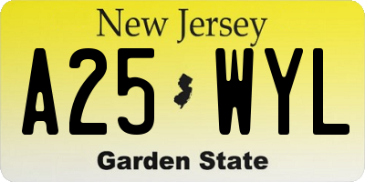 NJ license plate A25WYL