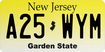 NJ license plate A25WYM
