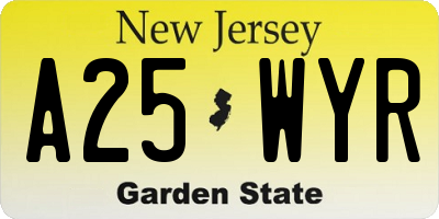 NJ license plate A25WYR