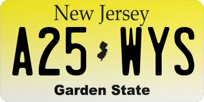 NJ license plate A25WYS