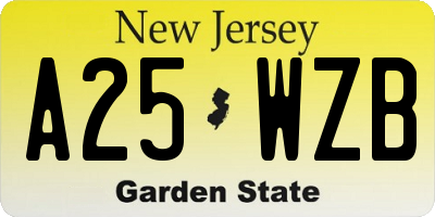 NJ license plate A25WZB