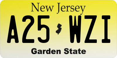 NJ license plate A25WZI