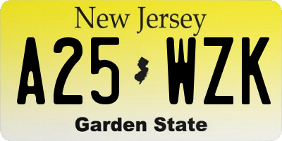 NJ license plate A25WZK