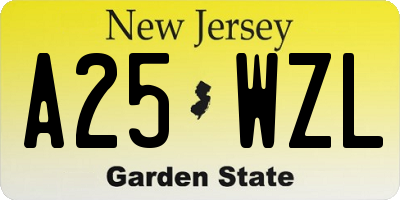NJ license plate A25WZL
