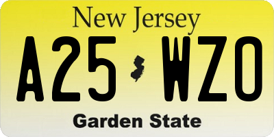 NJ license plate A25WZO