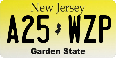 NJ license plate A25WZP