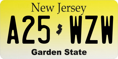 NJ license plate A25WZW