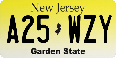 NJ license plate A25WZY