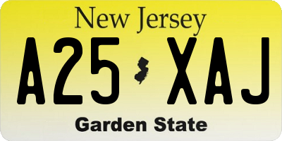 NJ license plate A25XAJ