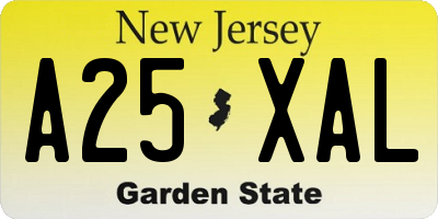 NJ license plate A25XAL