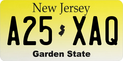 NJ license plate A25XAQ