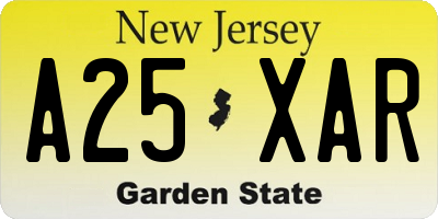 NJ license plate A25XAR