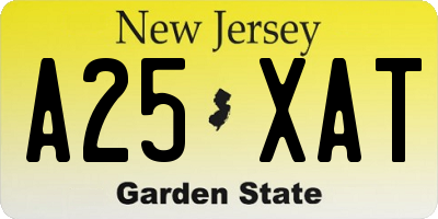 NJ license plate A25XAT