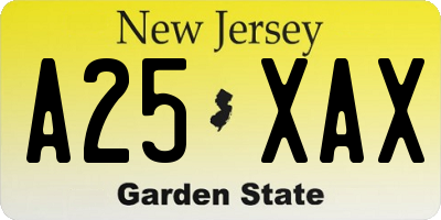 NJ license plate A25XAX