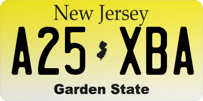 NJ license plate A25XBA