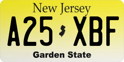 NJ license plate A25XBF