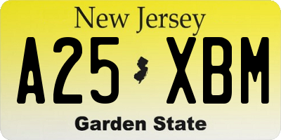 NJ license plate A25XBM