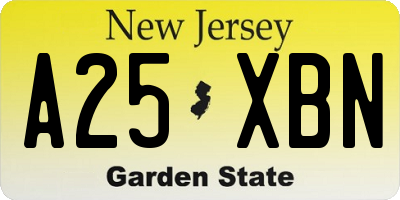 NJ license plate A25XBN
