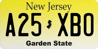 NJ license plate A25XBO