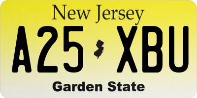NJ license plate A25XBU