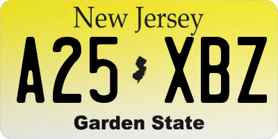 NJ license plate A25XBZ