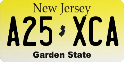 NJ license plate A25XCA