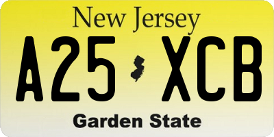 NJ license plate A25XCB