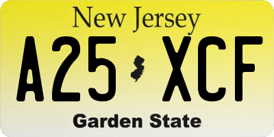NJ license plate A25XCF