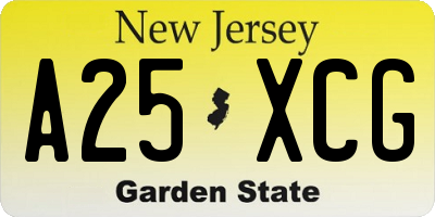 NJ license plate A25XCG