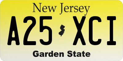 NJ license plate A25XCI