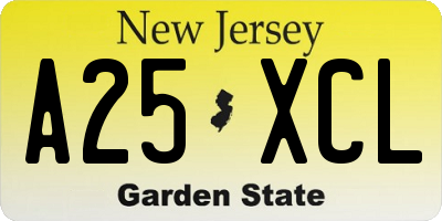 NJ license plate A25XCL