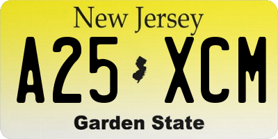NJ license plate A25XCM