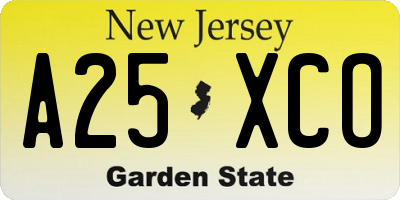 NJ license plate A25XCO