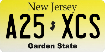 NJ license plate A25XCS