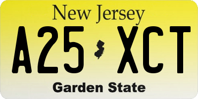 NJ license plate A25XCT