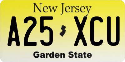 NJ license plate A25XCU