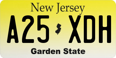 NJ license plate A25XDH