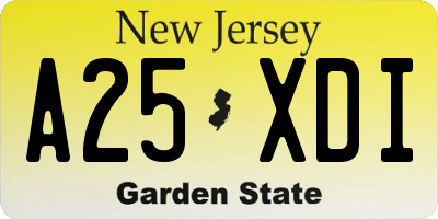 NJ license plate A25XDI