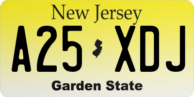 NJ license plate A25XDJ