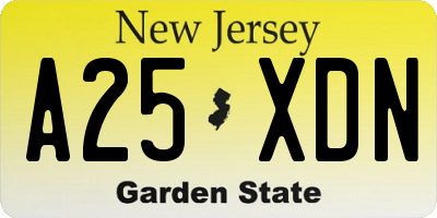 NJ license plate A25XDN