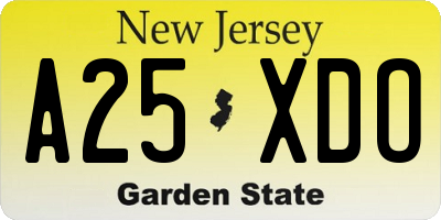 NJ license plate A25XDO