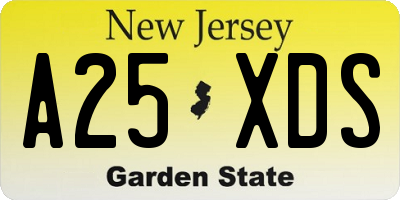NJ license plate A25XDS