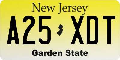 NJ license plate A25XDT