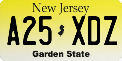 NJ license plate A25XDZ