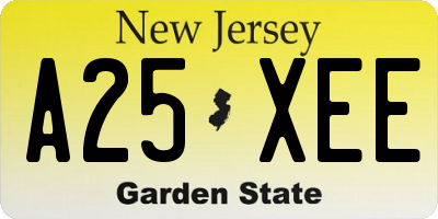 NJ license plate A25XEE
